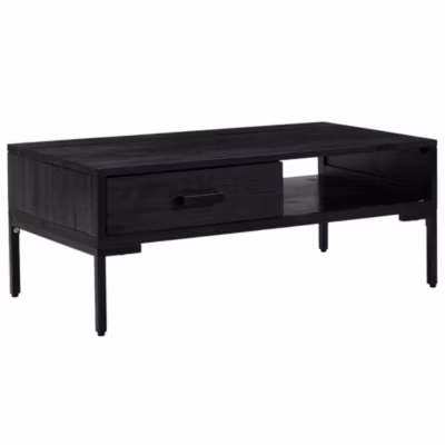 349930 vidaXL Table basse Noir 90x50x35 cm Bois de pin massif recyclé