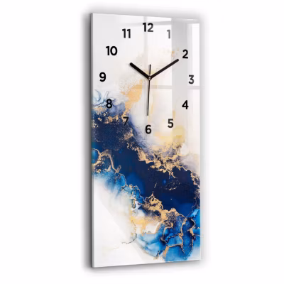 Horloge murale Wallfluent 30×60 cm Avec chiffres Aiguilles noires Motif marbré 1 pcs