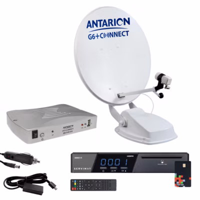 Pack Parabole Satellite Automatique connecté 65cm Camping Car + Récepteur TNTSAT HD Astra ANTARION
