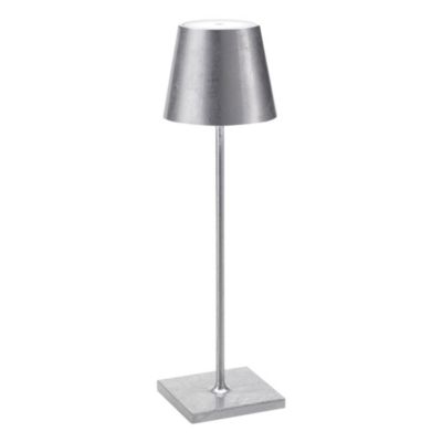 Lampe de table LED Zafferano Poldina Pro Silver Leaf, rechargeable et dimmable, avec une autonomie allant jusqu&rsquo;à 12 heures.
