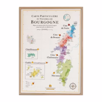 Affiche 50×70 cm – La Carte des Vins de Bourgogne – LA CARTE DES VINS SVP