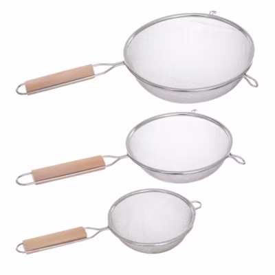 3 passoires inox manche bois – 5Five