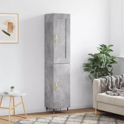 vidaXL Buffet haut Gris béton 34,5x34x180 cm Bois d&rsquo;ingénierie 3200117