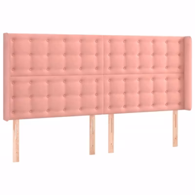 Tête de lit avec oreilles Rose 203x16x118/128 cm Velours vidaXL
