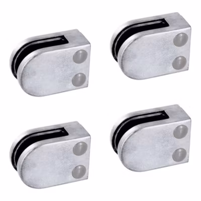 4 x Pince à verre plate modèle 02 – Ep. verre 6 mm – Zamak brut