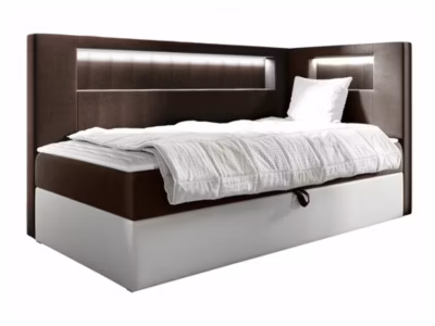 Lit continental Baltimore 172, Unique, Marron, Faux cuir, Disponible