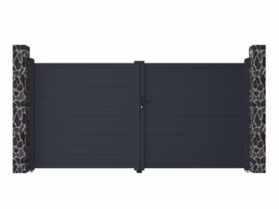 Portail électrique battant aluminium plein L355 x H181 cm anthracite – NAZARIO