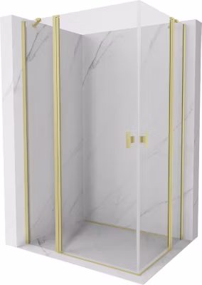 Mexen Mist Duo cabine de douche pivotante 85 x 80 cm, transparent, or brossé – 8A4-085-080-55-00