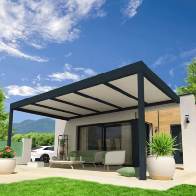 Pergola isotoit MODERN Gris anthracite 5,02×3,50m (Kit LED 3 cotés)