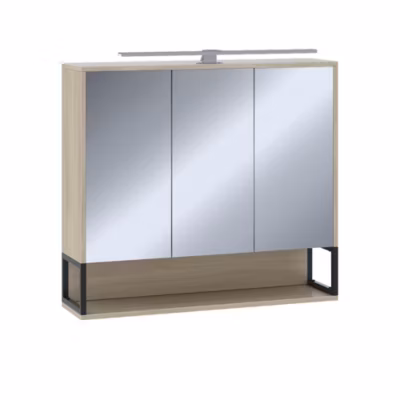 Vicco Armoire de toilette Chêne/noir 80×71.5cm avec lumière LED