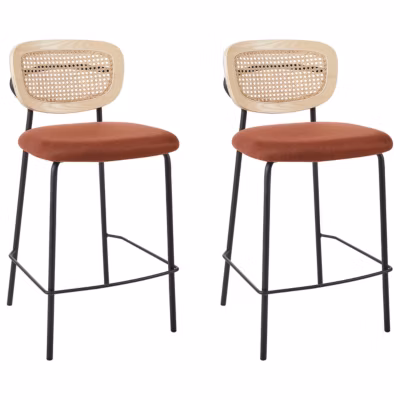 Lot de 2 chaises de bar MAYETTA Rotin Orange