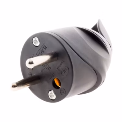 Fiche mâle coudée 16A 2P+T – Noir – Zenitech