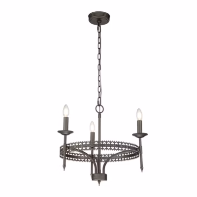 Elstead Crown – Lustre à 3 ampoules au fini fer, E14