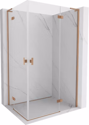 Mexen Mist-H L Duo cabine de douche pivotante droite 75 x 120 cm, transparent, cuivre brossé – 8A5L-075L-120P-65-00