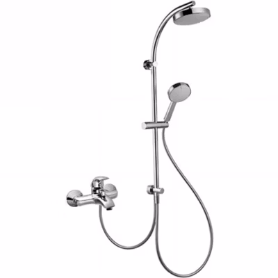 Barre de douche pour transformer le bain en douche douchette flexible 1.50m et support inclus SANINDUSA Face chrome et blanc