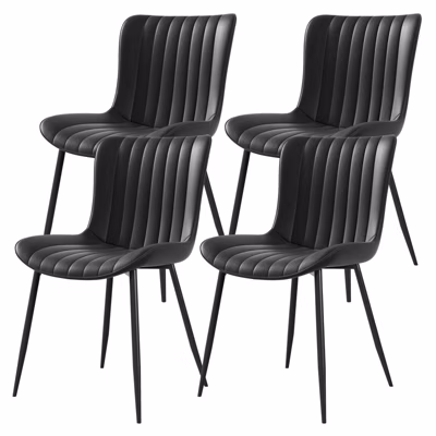 Lot De 4 Chaises De Salle à Manger En Simili Cuir – Design Moderne – Noir – Pour Cuisine