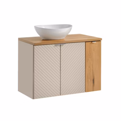 Meuble simple vasque 80cm 3 portes Manoa Cachemire et Bois