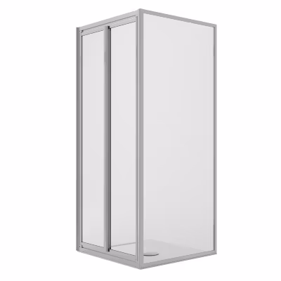 Cabine de Douche Angulaire 75x80CM H198 Verre Transparent Fixe+Saloon 2 Pivotantes 80 mod. West