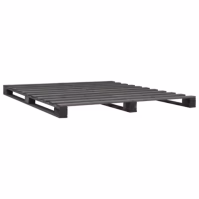 Lit double, Lit adulte, Cadre de lit de palette sans matelas gris 140x200cm bois massif