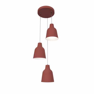 LUMICOM – DONG COMPO Suspension, 3X E27, max 42W, métal, rouge cowhide/blanc, D.35cm