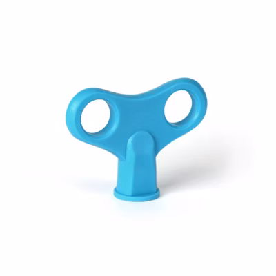 Bouton en plastique avec finition bleue, dimensions:-