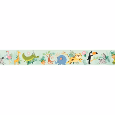 Frise Autocollante Rigolote Jungle Animaux pour Chambre Enfant, 15x300cm – Décoration Murale Adhésive Originale
