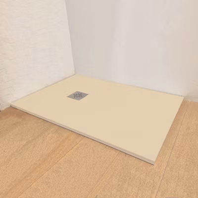 Receveur de douche en résine VALENCIA Finition Ardoise 100×100 Crème Intense