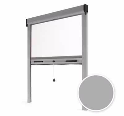 Moustiquaire de Fenêtre Enroulable – L80 x H100cm – Aluminium Gris RAL 7038 – Recoupable – Anti-insectes