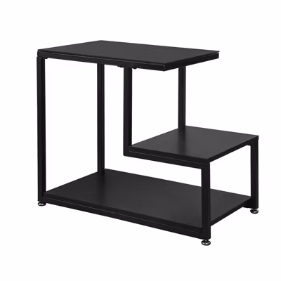 SoBuy Table d&rsquo;appoint Bout de Canapé avec 3 étagères de Rangement – Noir FBT65-Sch