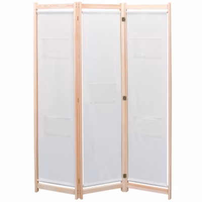 Cloison de séparation 3 panneaux Crème 120x170x4 cm Tissu vidaXL