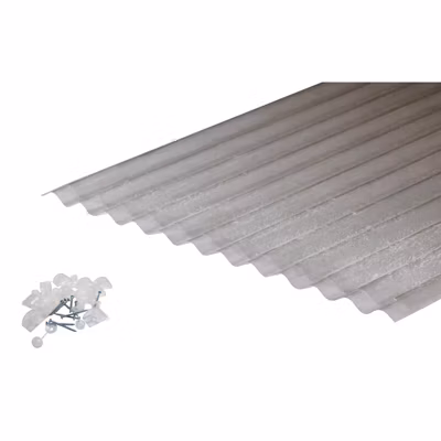 Lot 2 plaques POLYESTER PO 76/18 + 2 kits de fixations Translucide, ep.1 mm, l.90 cm, L.152cm