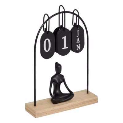 Calendrier métal Yogi H.28,5cm assorti- Noir- Atmosphera