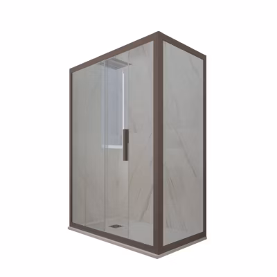 Cabine parois de douche angulaire coulissante 90×160 cm H 200 en PVC Chocolat Verre Transparent mod. Deco Duo