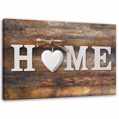 Tableau sur toile, Home Coeur Marron Rétro 100×70 cm