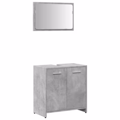 Armoire de bain avec miroir gris béton bois d&rsquo;ingénierie vidaXL
