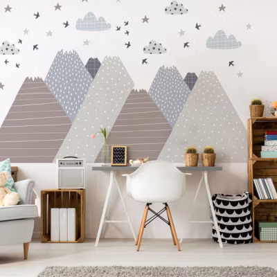Stickers enfant montagnes scandinaves lolaka 100 x 150 cm