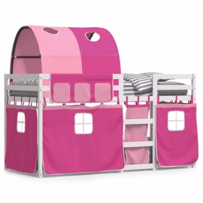 Cadre de lit, Lit superposé sans matelas rose 80×200 cm bois de pin massif