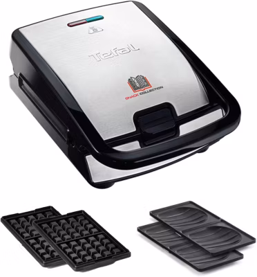 Appareil à sandwich et gaufres 2-en-1 Noir/Inox 700 W