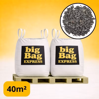 PACK 2 X BIG BAG de +/- 1,5T – 40M² Gravillon Grain de Riz Gris 2/6 mm – Livraison PREMIUM