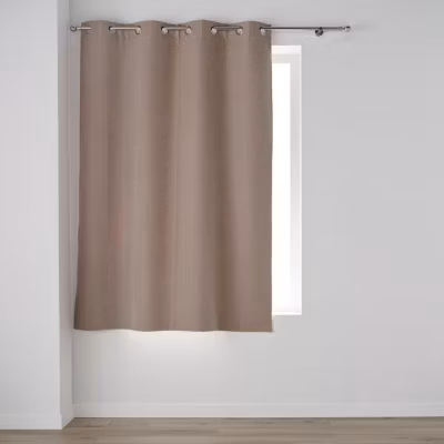 Rideau a oeillets 135 x 180 cm 100% occultant/chambray uni Occultiss Noisette