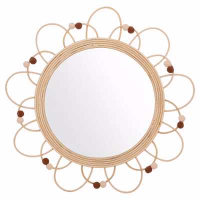 Miroir enfant Campagne – rotin et verre – D38 cm – Atmosphera