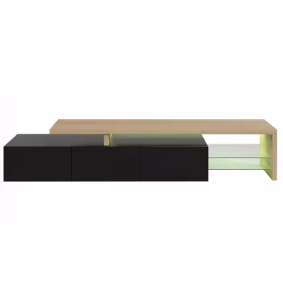 Meuble TV en or 200 cm suspendu, différentes couleurs, meubles de salon, style moderne noir