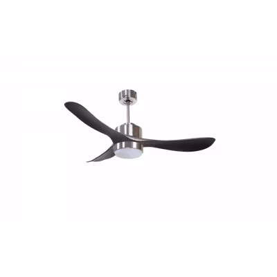 Modulo Regular Exterior – un ventilateur pour extérieur IP44, DC 132 cm Chrome pales abs noir Lumière dimmable 20 à 35 m²