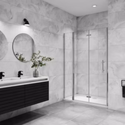 AICA porte de douche pivotante 140x195cm en 6mm verre anticalcaire porte de douche pliante avec un élément fixe