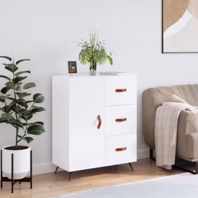vidaXL Buffet Blanc brillant 69,5x34x90 cm Bois d&rsquo;ingénierie 827886