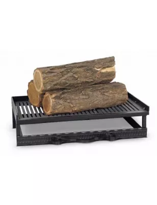 Grille de foyer en fonte avec bac de récupération de cendres 52x31x12 cm