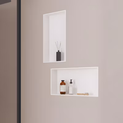 Lot de 2 Niches de Douche Blanc Satiné – 63X33 cm – Rangement Mural Salle de Bain – NOOK