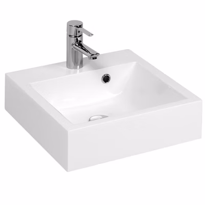 Vasque carrée à poser RESICUB 40 cm – blanc