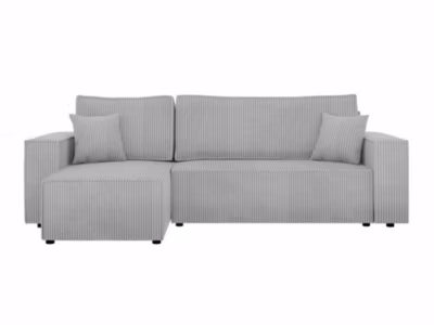 Canapé d&rsquo;angle Vespes, Gris clair, Fonction de couchage, 244x145x82cm